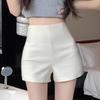 Damen Slim-Fit High-Waist Sommer Hotpants - Weiß Elastisch Hüftbetonend Lässig Shorts