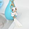 Chinese Red Tassel Dancing Lion Keychain with Rhinestone Charm