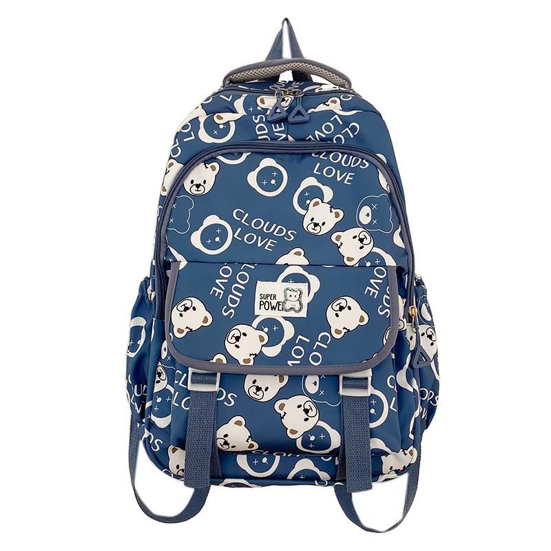

Милый рюкзак с принтом медведя Легкий Снижение нагрузки Большая вместимость Школьная сумка для девушки Повседневная сумка для компьютера синий
