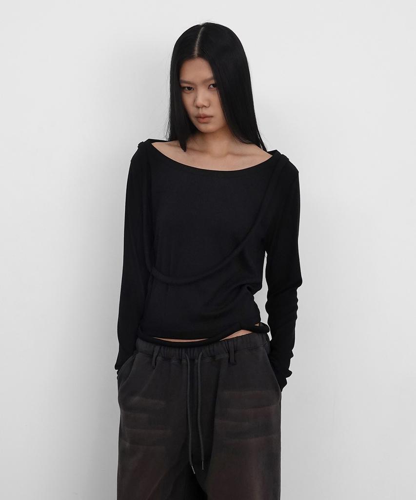 Saendeulig Strap Wide Neck T_Black