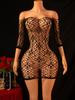 Fhseer Women'S Sexy Lingerie Off Shoulder Dress Fishent Hollow Out Bodycon Dress With Geometry Spot Babydoll For Private Party
