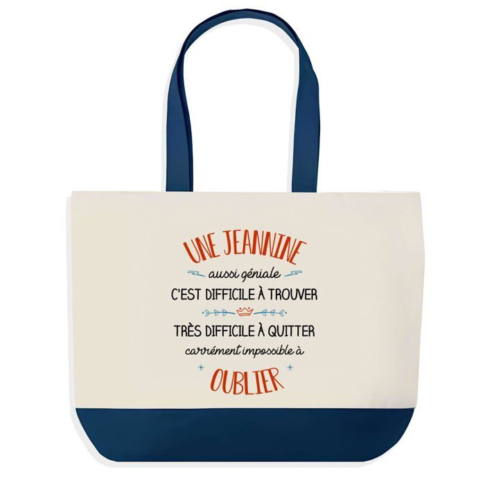Tote bag - PLANETEE - de Shopping bleu Jeannine Aussi Géniale - Coton - Bleu - Grande contenance