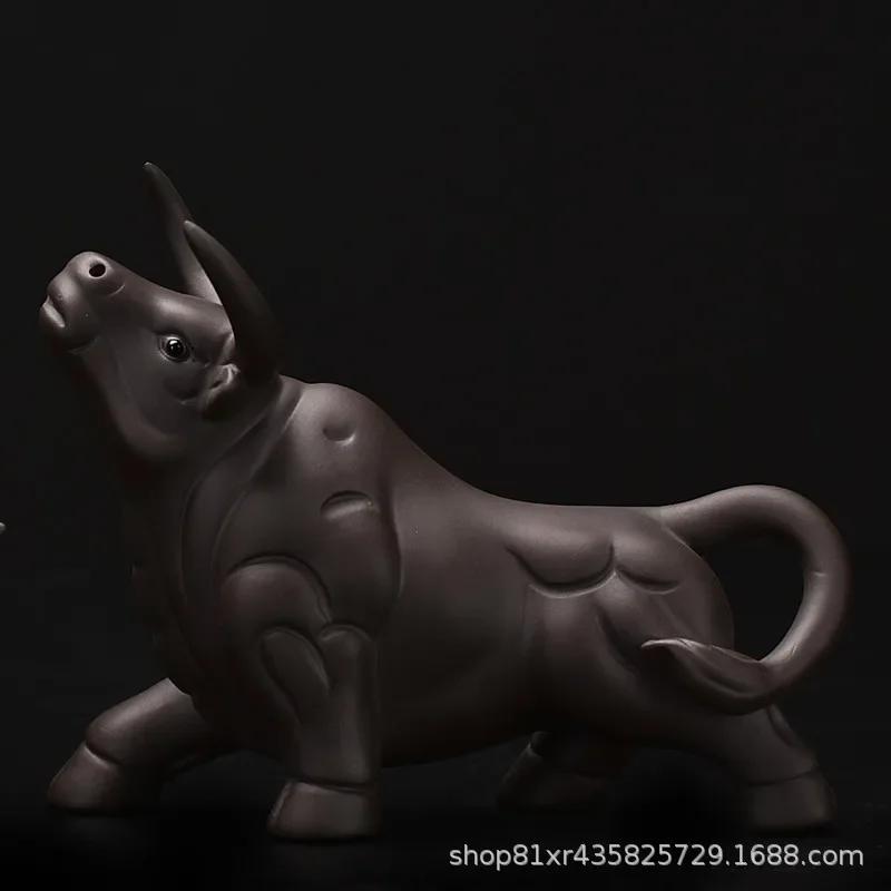 Yixing Purple Clay Tea Pet Bull Spirit Sky Zodiac Crafts Decoration Bullfighting Blessing Decoration Sculpture Tea Ceremony