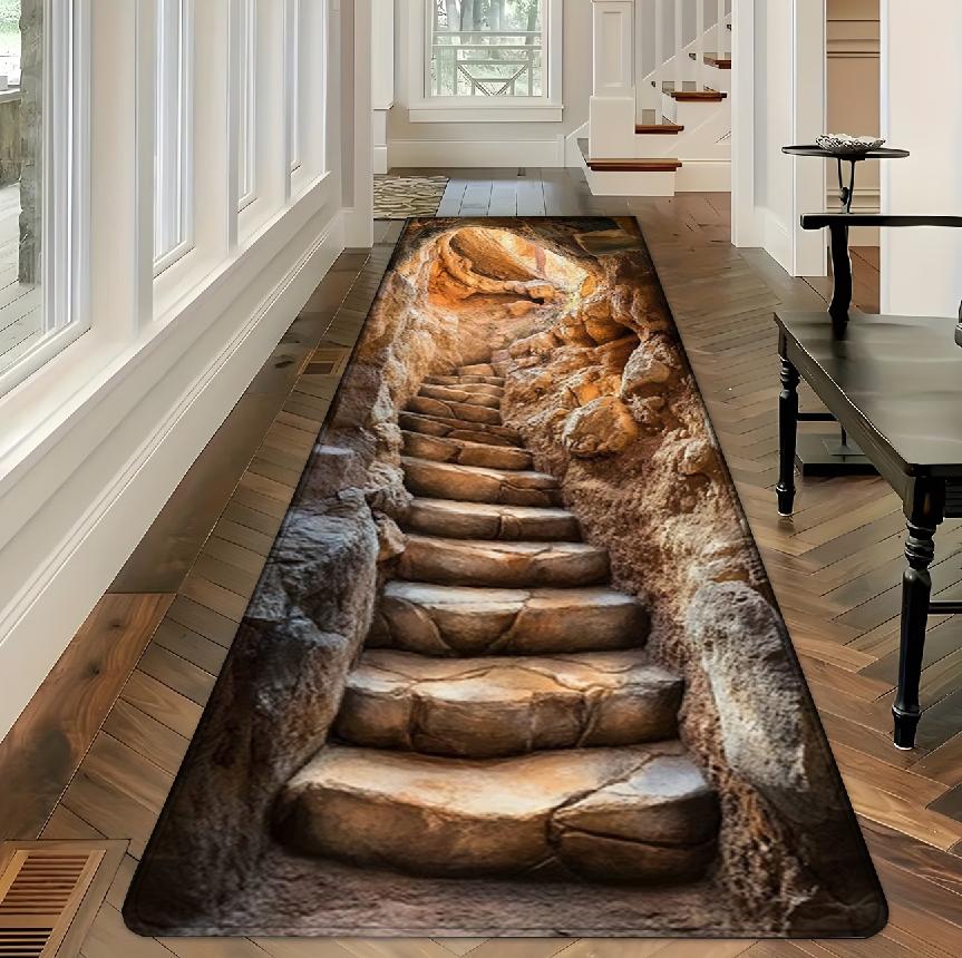 1pz Tappeto Tappetino Antiscivolo 3D Pietra Grotta Runner per Corridoio Ingresso Bagno Soggiorno Camera da Letto Cucina Decorazione Casa