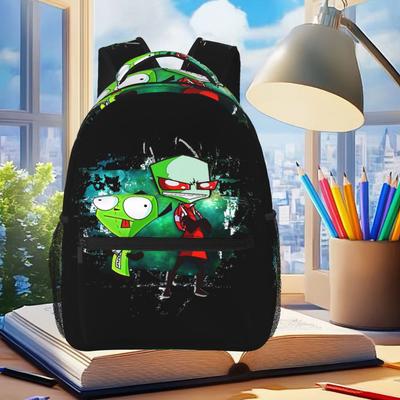 Art Invader Zim Graphic Backpack Student Boys Girls BookBag Kids School Bag Laptop Shoulder Bags for Men Women