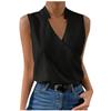 Women's Summer Sleeveless Color Tank Notched Collar V Neck Tops Blouse Shirts