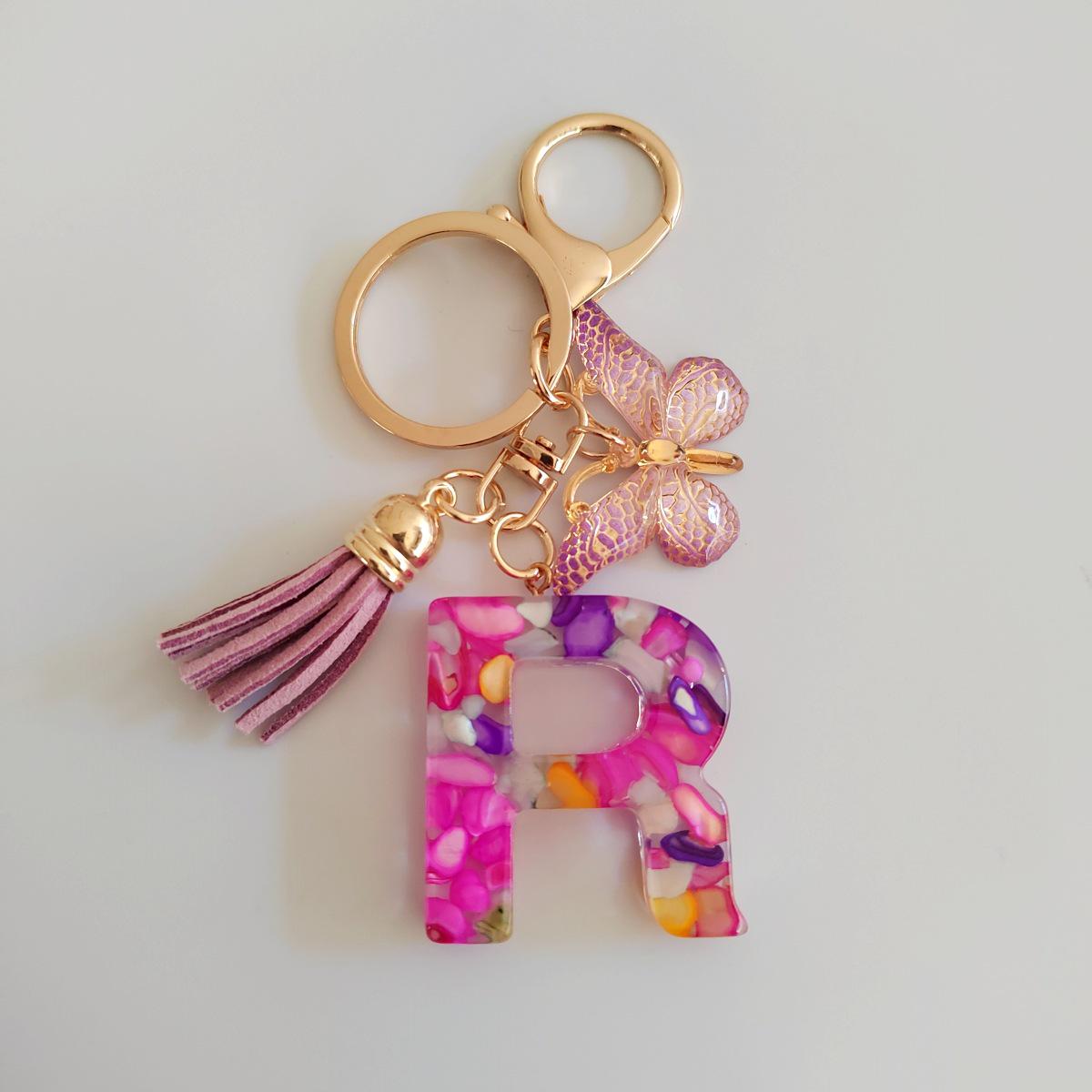 Purple Resin Butterfly Tassel Keychain with Sequins Keychain Pendant