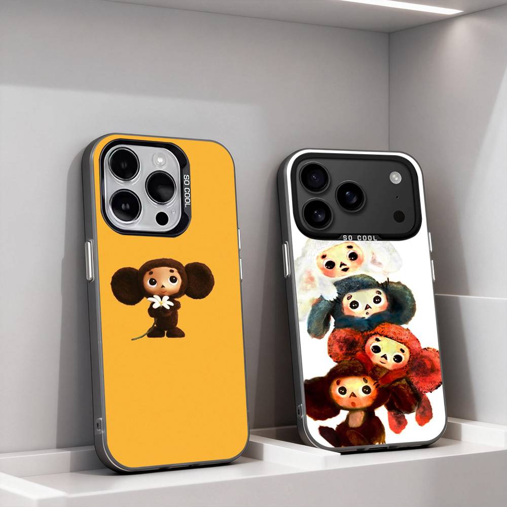 Cartoon C-Cheburashka-es For iPhone 17,16,15,14,13,12,11,Pro,Max,Plus,E,Air,Mini Anti Fall Black Matte Hard Bumper Phone Case
