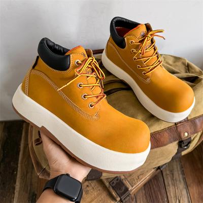 Damskie Buty 2026 Nowe Kick Bread Duże Żółte Buty Jesień i Zima Gruba Podeszwa Buty Robocze Styl Brytyjski Buty z Dużym Palcem 36-44