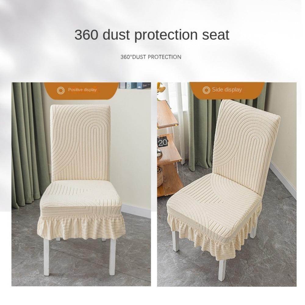 W/ Skirt Dining Chair Cover Elastic Jacquard Seat Stool Cover Backrest Cover Living Room