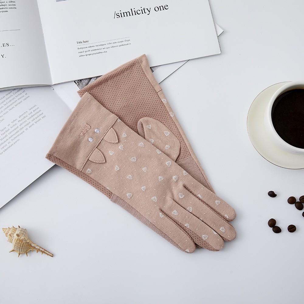 Women's Sunscreen Gloves New Spring and Summer Driving Korean Version of Lace Bow Riding Anti Slip Thin Touch Screen Gloves