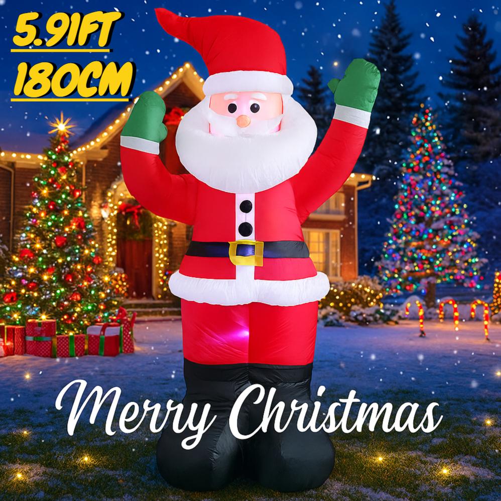 5.91FT Inflatable Toy Santa Claus Christmas Decorations for Yard With LED Lights Xmas Supplies Home Ornaments Festive Gifts