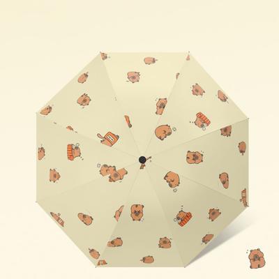 New Cute Capybara Umbrella Black Glue Dual Use Parasol Anti-UV Sun Protection Three-fold Umbrella