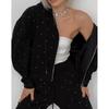 1116 autumn and winter casual hooded sportswear top jacket women's polka dots loose women