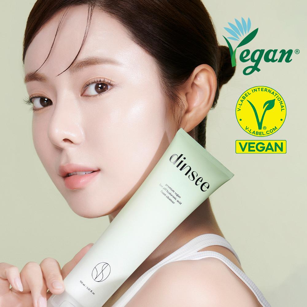dinsee premium vegan mildly acidic hyaluronic acid foam cleanser 150ml