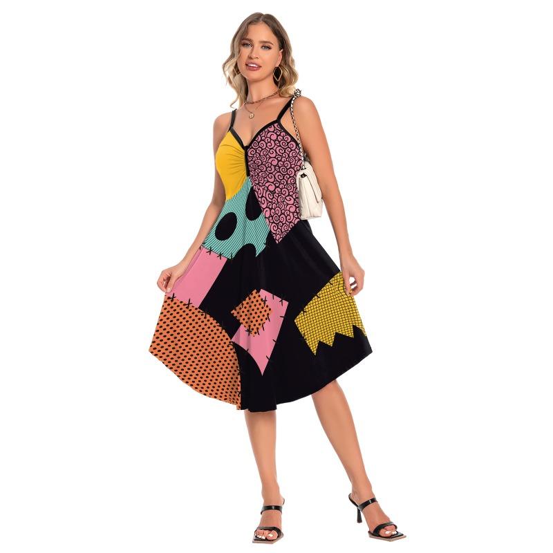 Summer hot-selling skull print new halloween skirt female sexy suspender women's dress