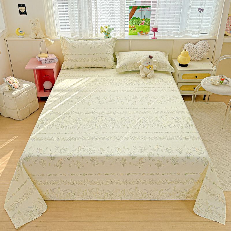 Cotton Printed Single Product Sheets, Household Small Fresh Cartoon Dormitory Sheets, Soft and Skin-friendly, No Pillowcases