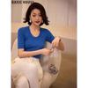 Basic House Women's Klein Blue Ice Silk Knit Top