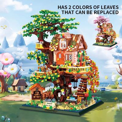 3196PCS Sakura Tree Building Blocks Set Diy Cherry Blossom Bricks Treehouse Model Desktop Ornament Girls Romantic Gifts Kids Toy