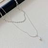 Cold Wind Double-layer Small Rice Grain Water Drop Necklace Women's 2024 New Simple Stacked Collarbone Chain Simple Neck Chain Accessories