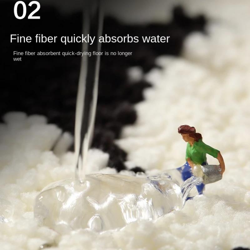 Bathroom non slip absorbent foot pads Living room bathroom soft rug Toilet flocking floor mat shower mat bathroom carpet