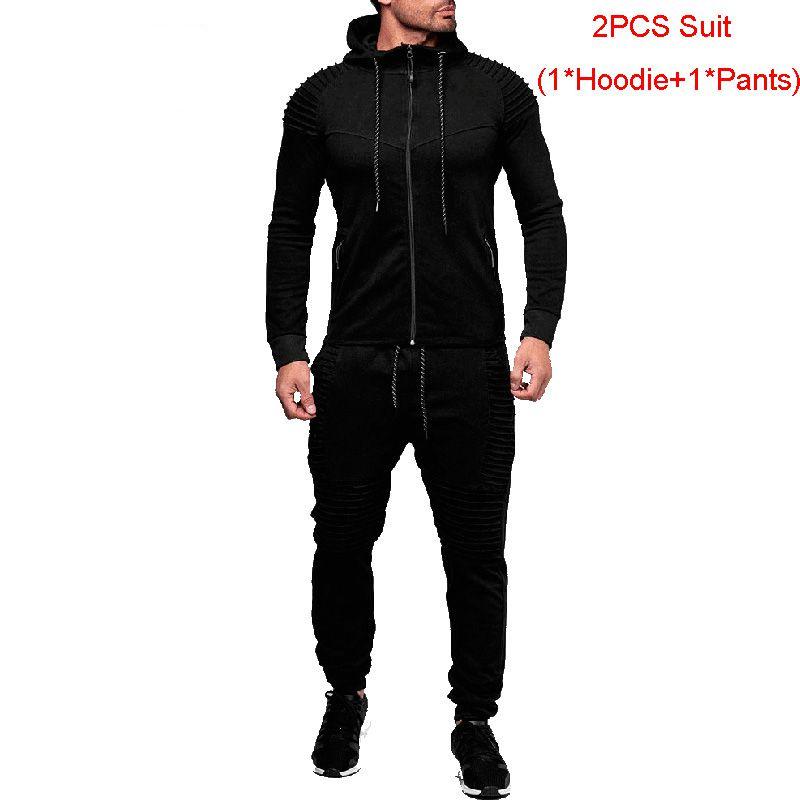 Stylish Men's Tracksuit Set With Hooded Jacket And Adjustable Waistline Pants