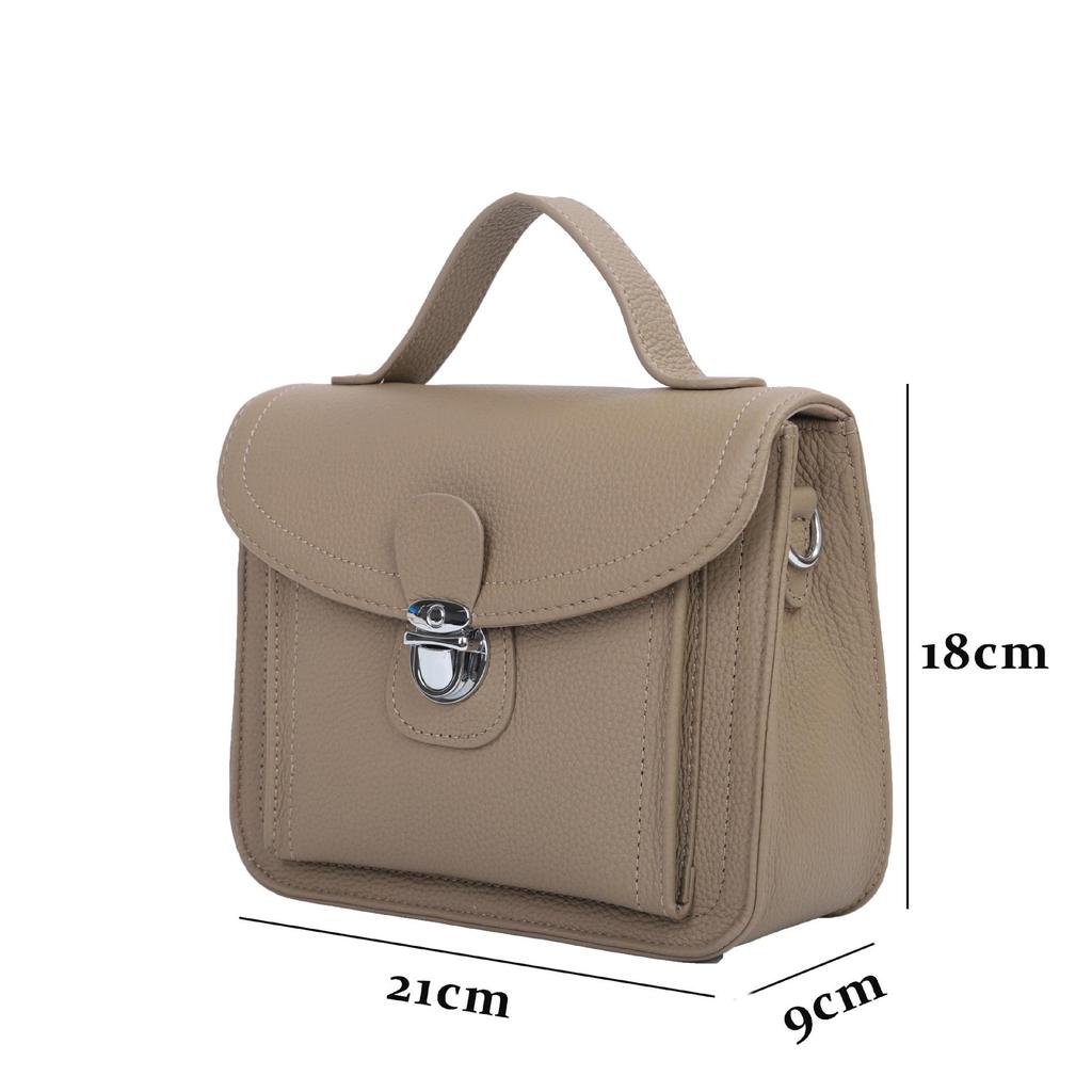 Women's Genuine Leather Cowhide Handbag - Simple, Solid Color, Handmade Messenger Bag
