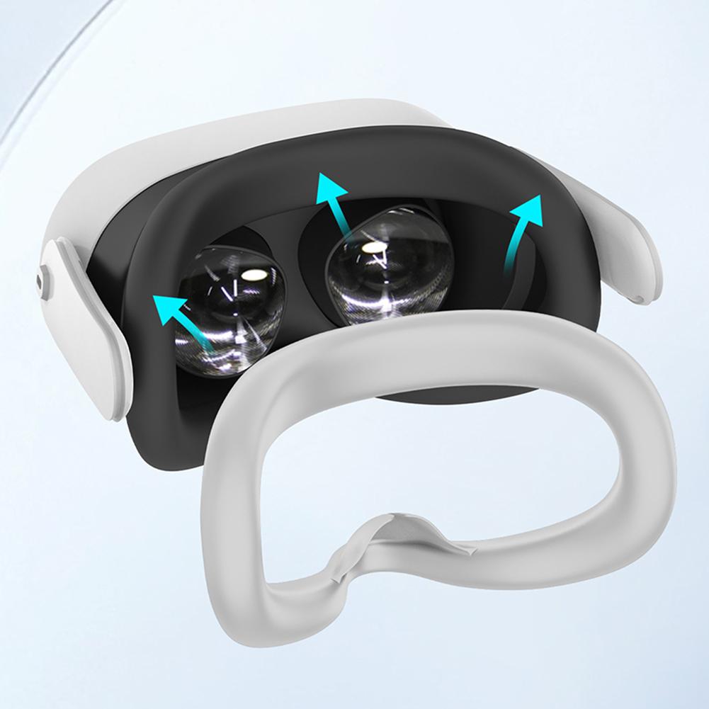 Silicone VR Face Cover with Anti-Leakage Nose Pad VR Silicone Mask Cover Protective Eye Pad for Meta Quest 3S VR Accessories