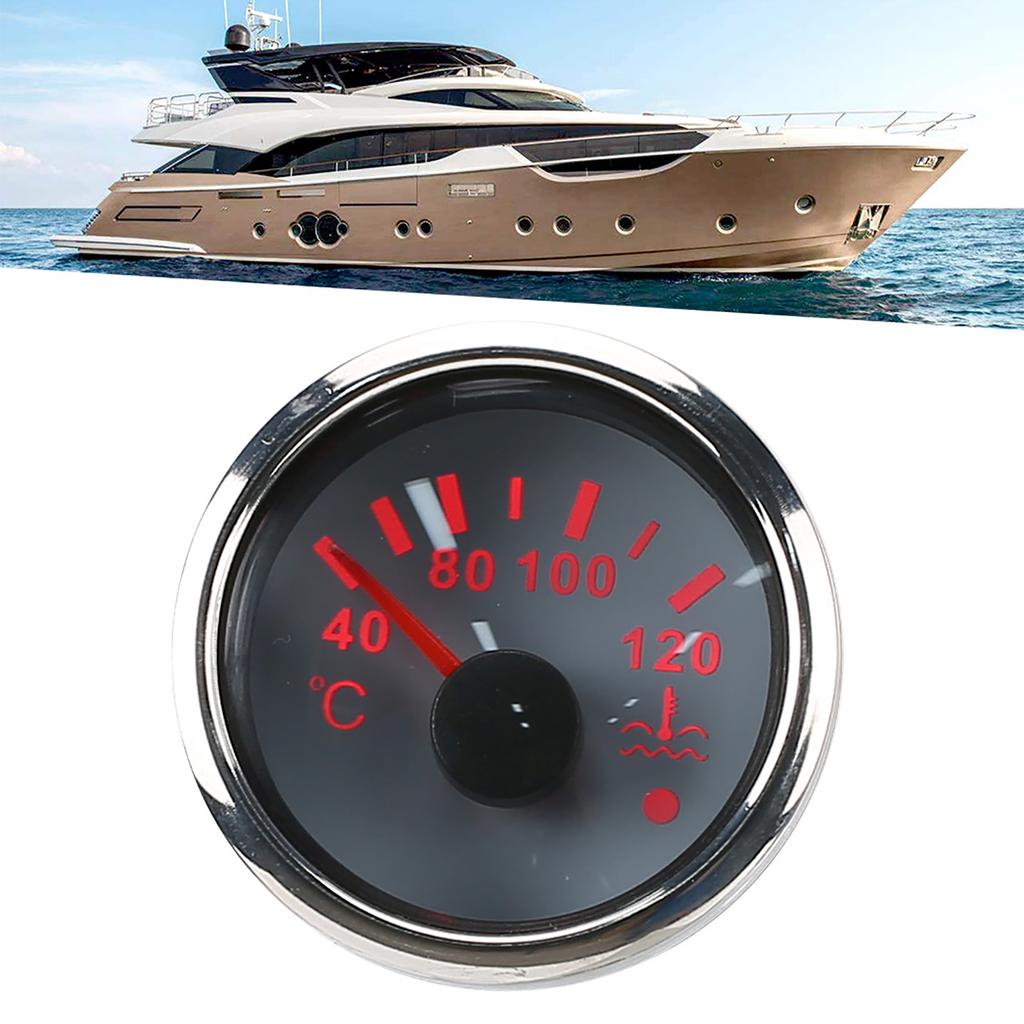 2in Cooling Water Temperature Gauge 40‑120 celsius  Smart Alarm IP67 Waterproof 12V 24V 301‑22ohm Sensor