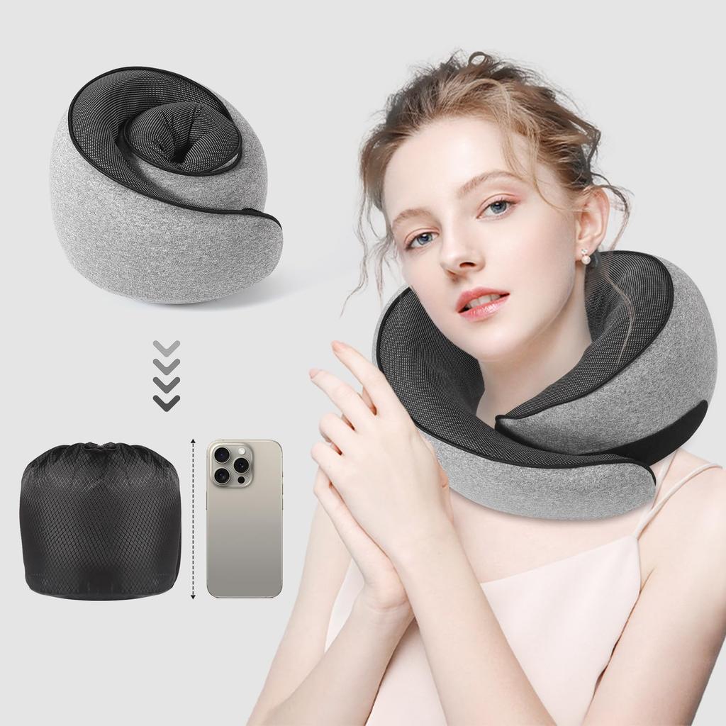 Travel Neck Pillow Memory Foam U-shaped Pillow Neck Pillows for Traveling Portable with Organizer bag Noon Break Sleep Pillows