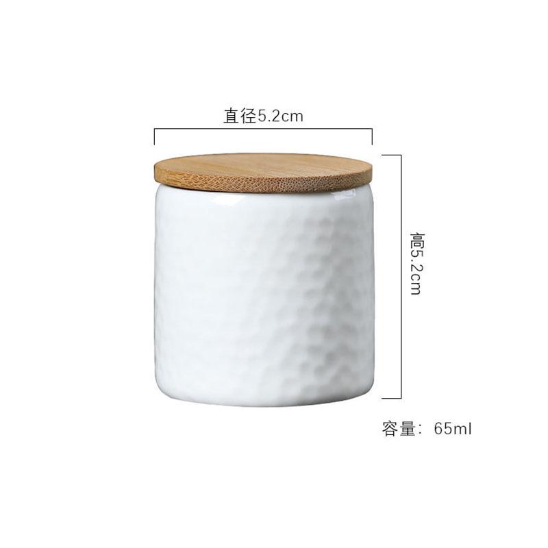 Borcan European din Ceramică Albă cu Capac din Lemn de Bambus Borcan Mini Portabil din Porțelan Cutie de Ceai Cutie Sigilată pentru Bomboane Recipient Cadou Decor pentru Casă