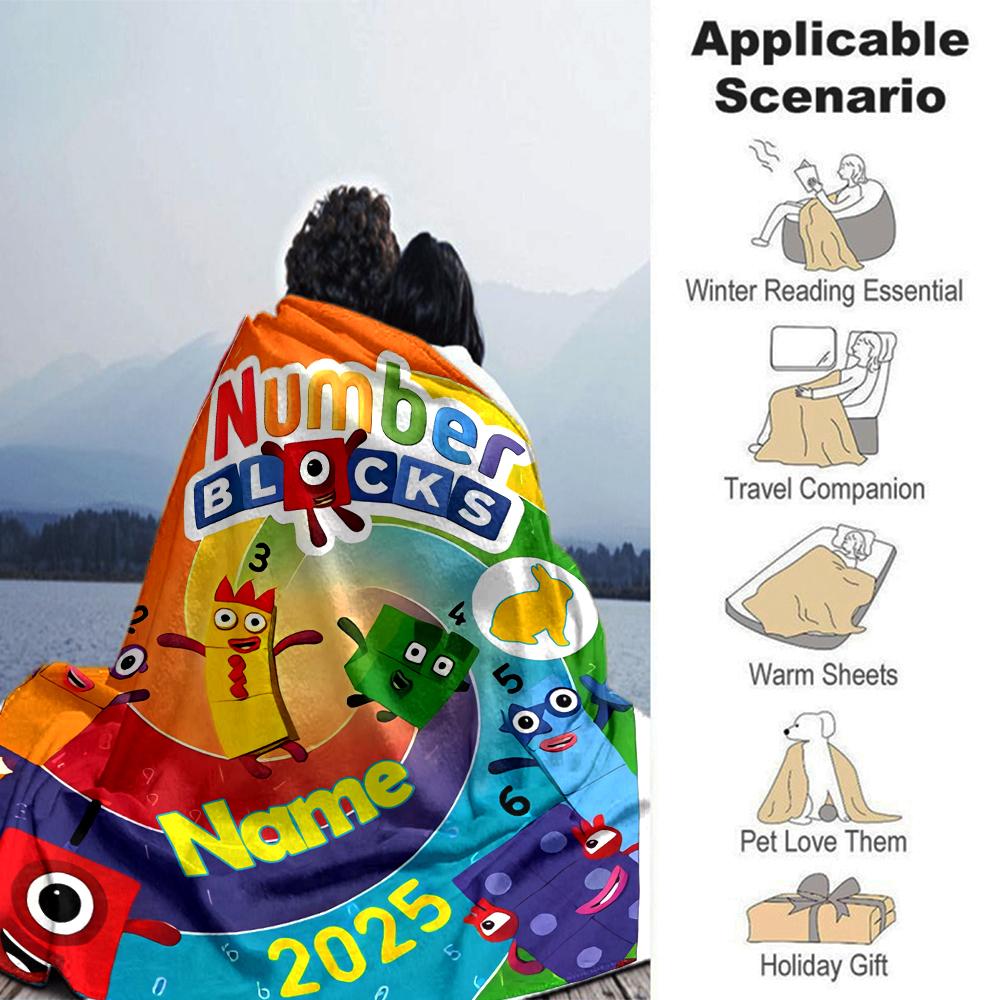 Customiz Name Personality Numberblocks Blanket Soft &Warm Sofa Office Bed Travel Lunch Break Blanket, Gift Suitable All Seasons