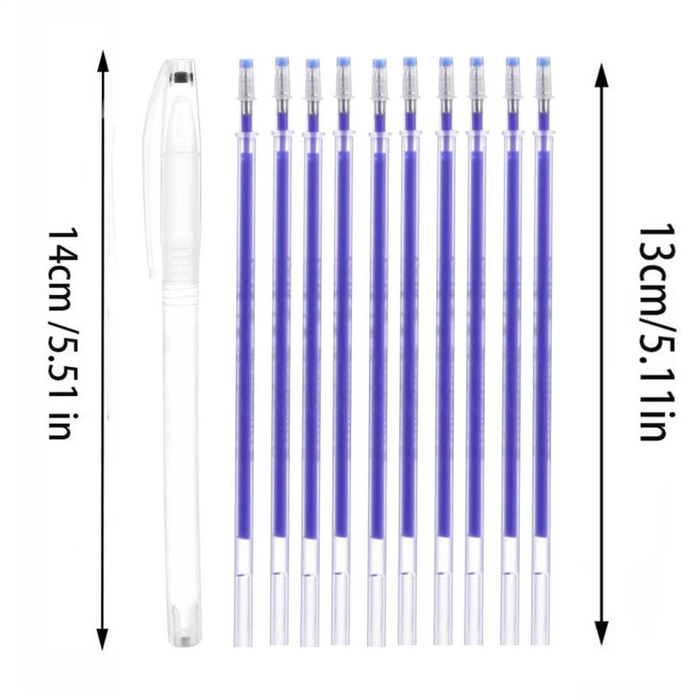 10 Refills Magic Marker Pen Temperature Disappearing Pen for Sewing Heat Erasable Fabric Marking Pens DIY Craft Sewing Accessory