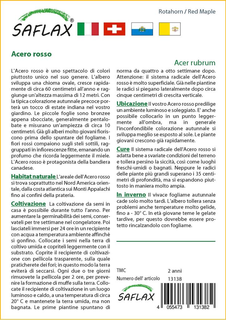 SAFLAX Red Maple - 20 Seeds - Acer Rubrum