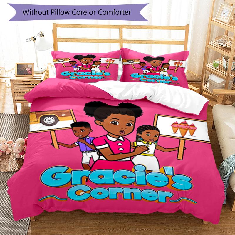 3pcs Gracie's Corner1 pattern bedding set duvet cover set includes duvet cover &pillowcases, perfect all season bedroom decoration & gift