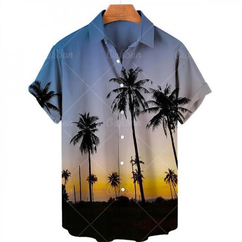 Summer Short-sleeved Men's Shirt Hawaiian Loose Beach Men's