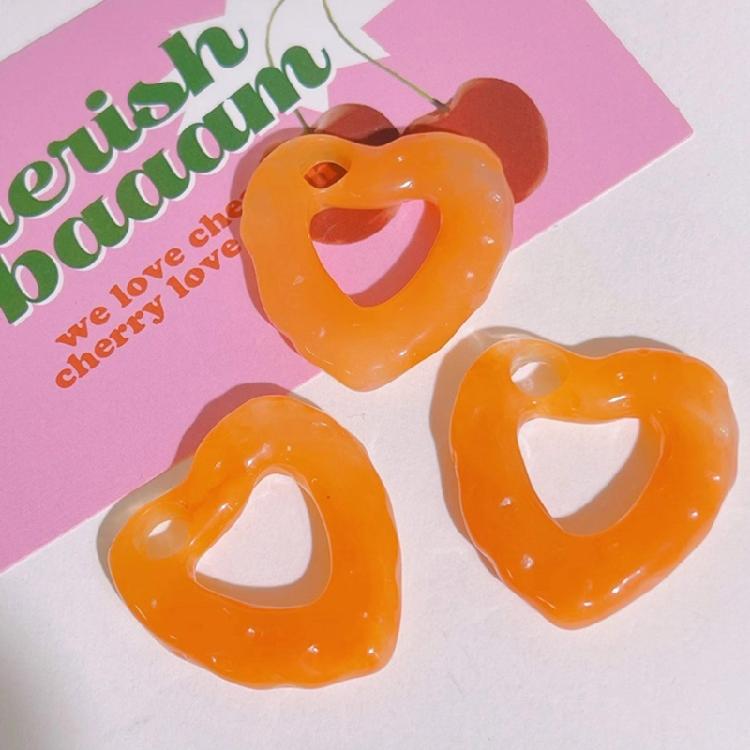Irregular Colored Heart Beads Hollow Heart-Shaped Pendant DIY Resin Accessories