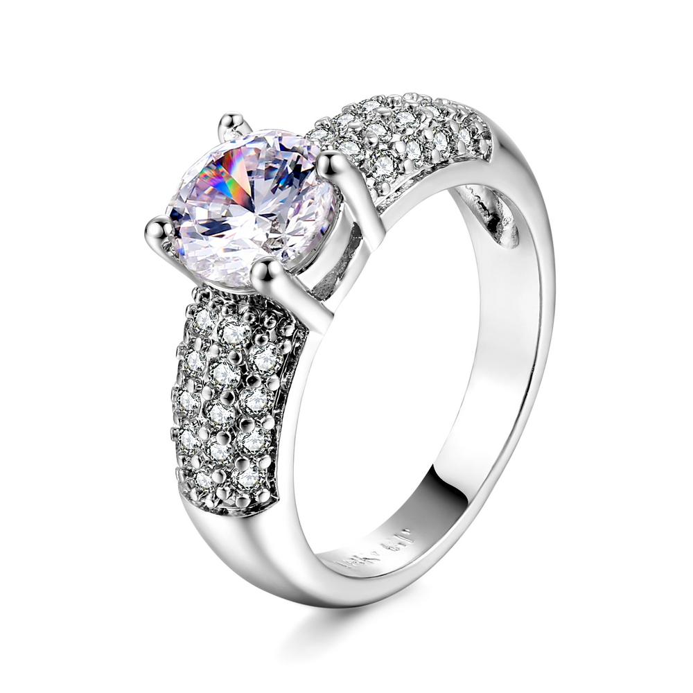 Double Fair Women's Engagement Rings Rose Gold Color Crystal Fashion White CZ Stone Wedding Ring Jewelry For Women DFR061