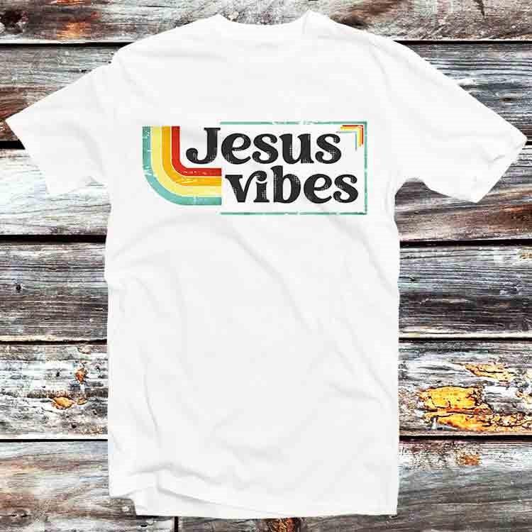 Jesus Vibes Good Christian 70s Retro T Shirt B607