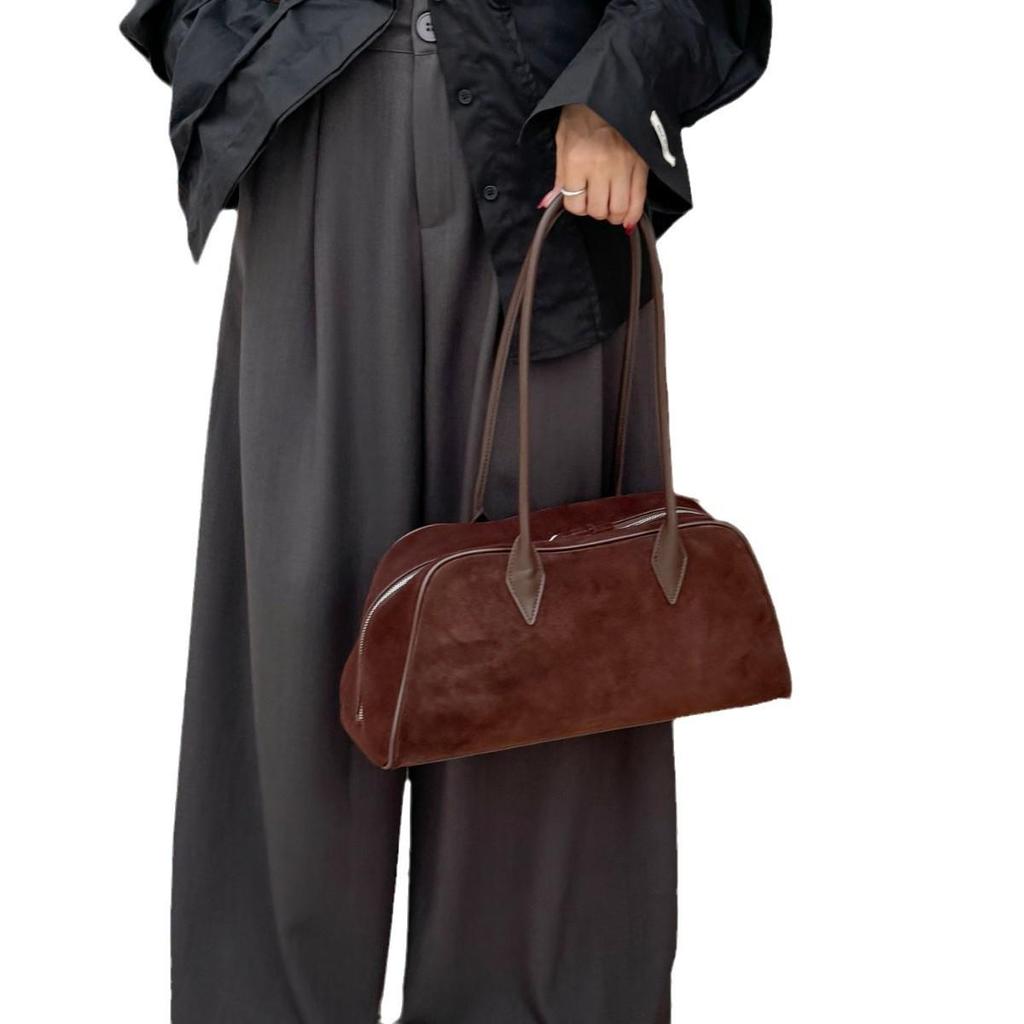 French Retro Frosted Cowhide Tote Bag - 2024 Large Capacity Shoulder Baguette for Women