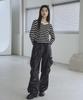 THE GREEN LAB Striped Shirred Knit [Black]