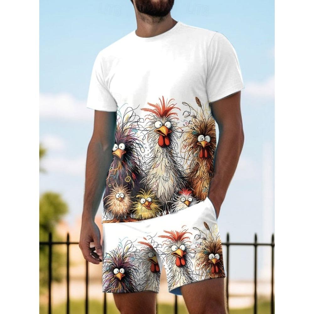 2026 New 3D Animal Print Men's T-shirt And Shorts Set Summer Casual Men's Short-sleeved Top Urban Street Men's Sports Shorts