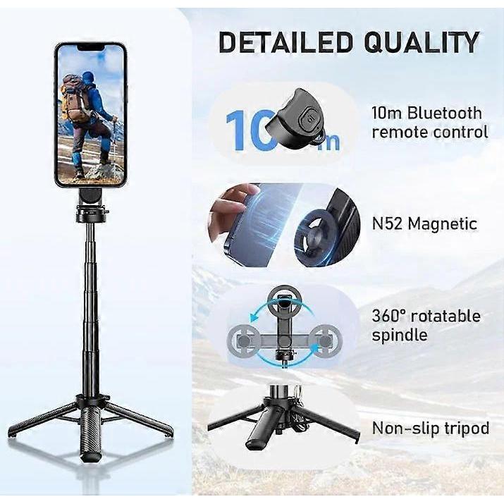4 in 1 Multifunctional Magnetic Selfie Stick,Universal 360 Rotation