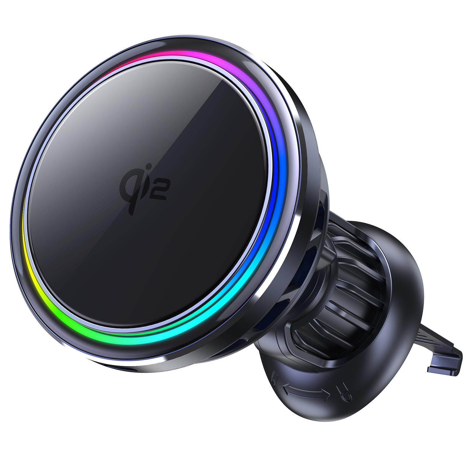 

Senfan QI2 15W Magnetic Wireless Car Charger with LED Ambient Light Holder for Apple Devices.
