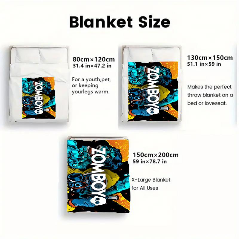 ZOMBOY Print 2D Flat Pattern Flannel Blanket High quality All Seasons Warmth and Comfort Perfect for Christmas Gifts.