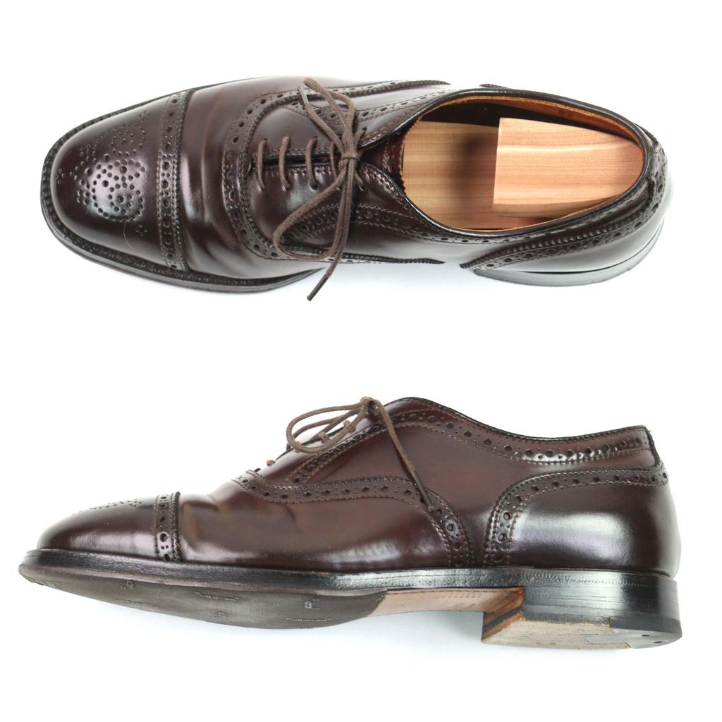 Great ALDEN Leather shoes 5160 special order Soul cap toe semi-brogue imens 6.5 Used