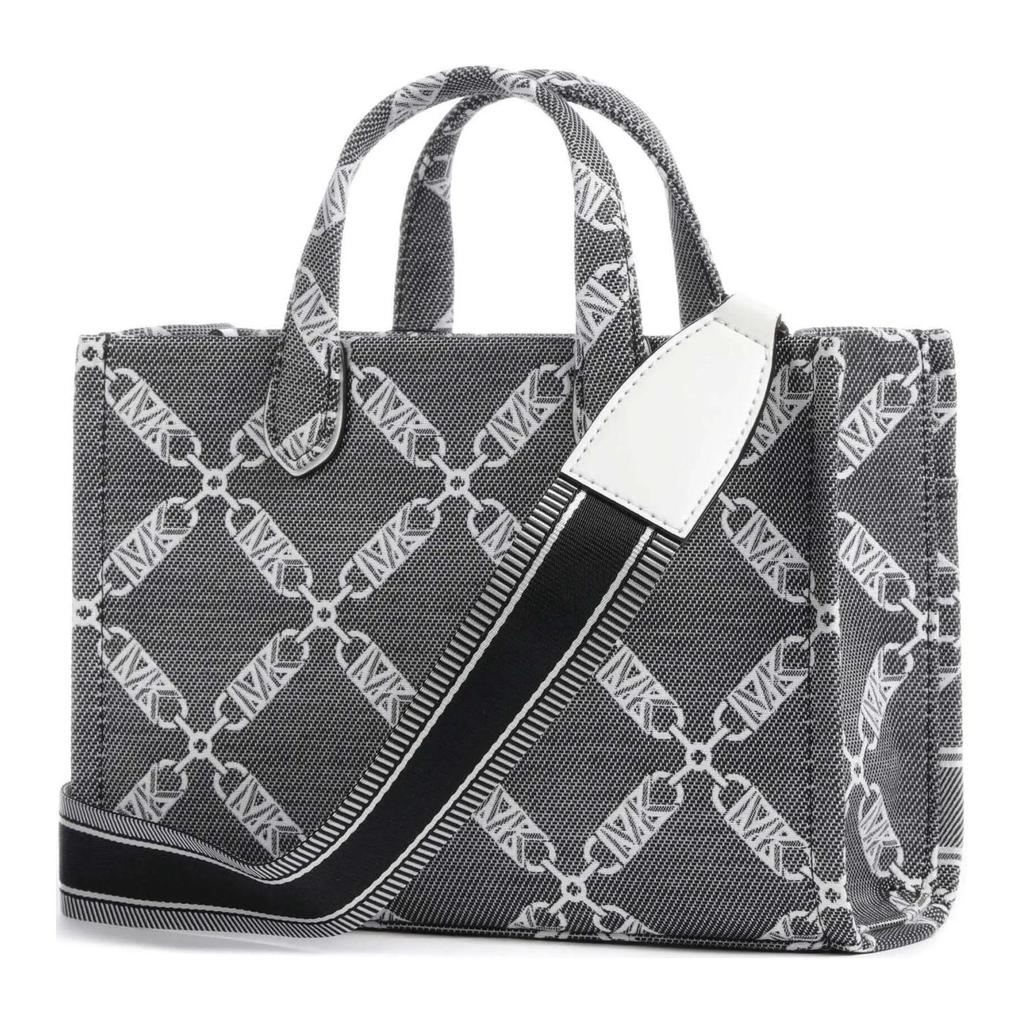 Michael Kors Gigi Diamond Pattern Logo Fabric Tote Bag Women Tote Bags Black 30S4G3GM5J-BLK-OPTICWHT