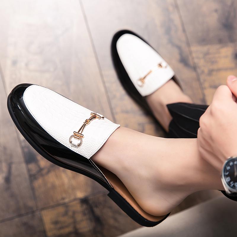 Luxury Designer Brand Men's Alligator Pattern Sandals Half Sequin Shoes For Men Mules Casual Shoes Slides Loafers Slippers