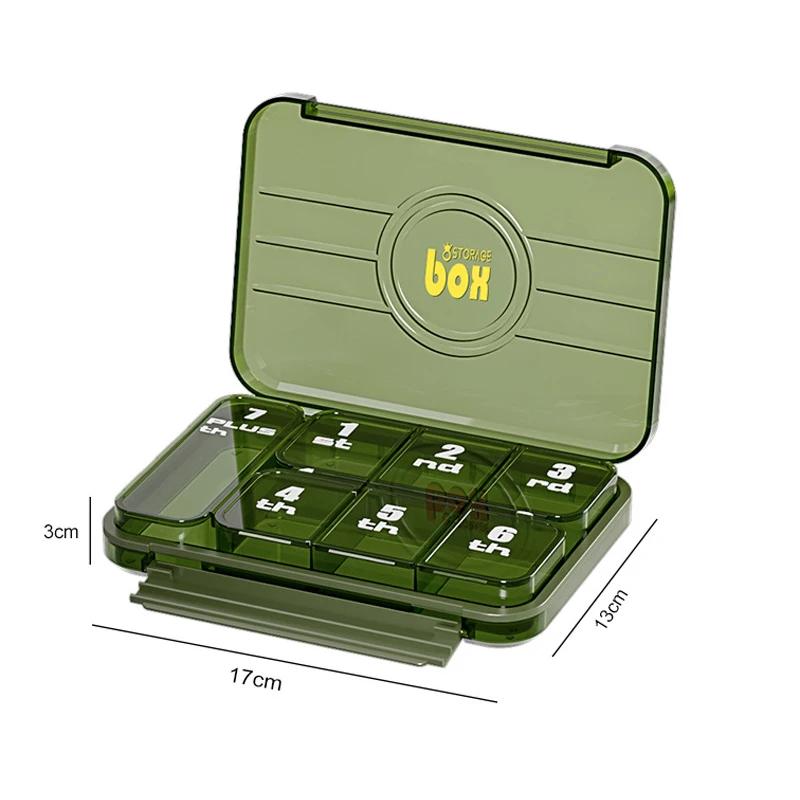 

Портативный еженедельный органайзер для таблеток на 7 дней, разделенный на несколько ячеек, дозатор лекарств, водонепроницаемый, пыленепроницаемый, дорожный контейнер для лекарств и таблеток, урна