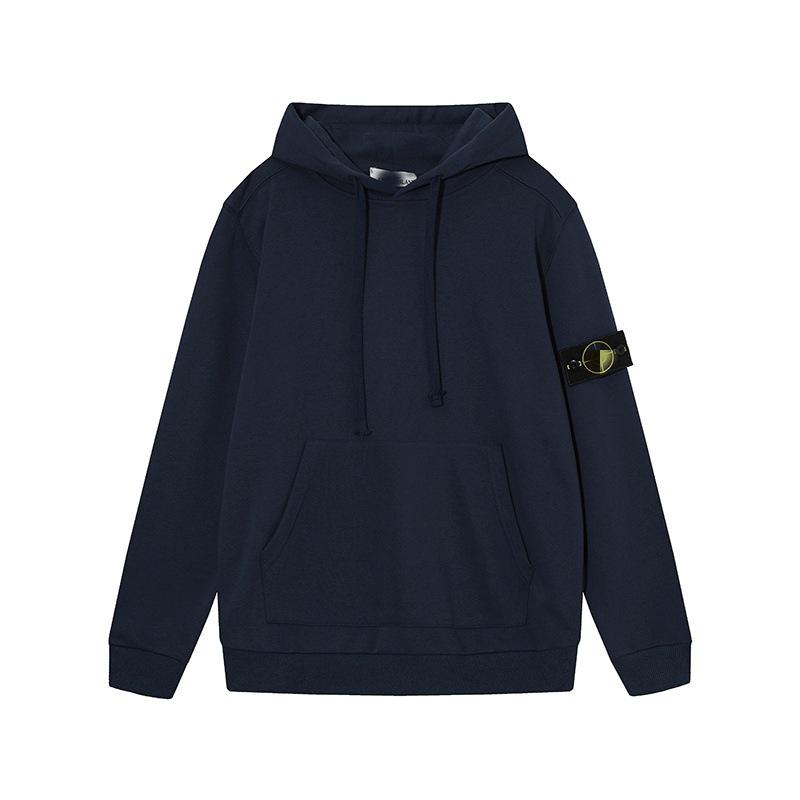Stone Classic Unisex Uni-Farbe Abzeichen Hoodie - Langarm, Trendiger Stil